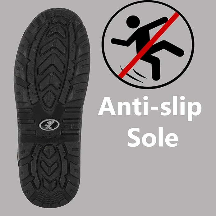 Lace-up Steel Toe, PVC Sole and Rexine Upper Black Safety Shoes for Construction, Factory and Industrial Work||Safety Shoes for Men