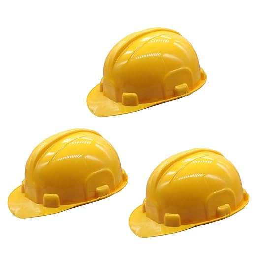 Safety Helmet with Ratchet Adjustment & 6 Point Cradle Construction Worker HDPE Hat Personal Protective Equipment (3 Pcs)
