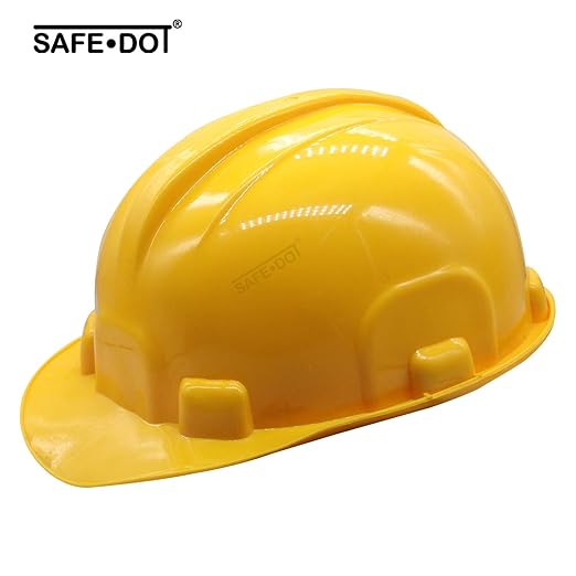 Safety Helmet with Ratchet Adjustment & 6 Point Cradle Construction Worker HDPE Hat Personal Protective Equipment (3 Pcs)