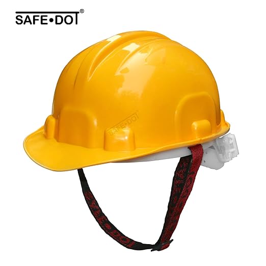 Safety Helmet with Ratchet Adjustment & 6 Point Cradle Construction Worker HDPE Hat Personal Protective Equipment (3 Pcs)