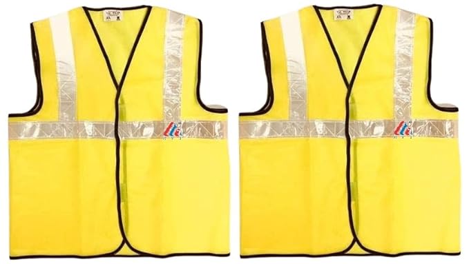 High Visibility Reflective Safety Jacket Yellow for Traffic Police, Workers, and Others Working Services Lightweight Reflective Construction Safety Jacket pack of 2