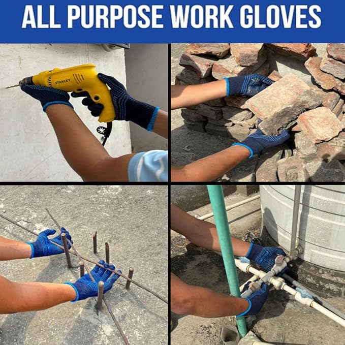 Dotted Cotton Safety Hand Work Gloves for Better Grip Industrial Construction Gardening Assembling General Purpose Use Safety Hand Gloves