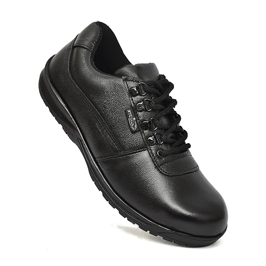 Leather Safety Shoes for Men Lightweight | Steel Toe with Electrical Hazard | Puncture Proof and Slip Resistance | Industrial and Construction Work
