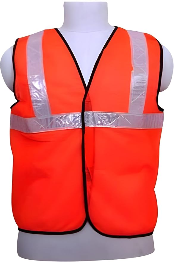 Reflective High Visibility Safety Jacket for Men | Construction Work | Orange Industrial Jacket | Labour Safety (Pack of 10)