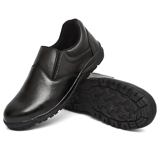 Ninja genuine Leather Safety Shoes Men | Steel Toe with Slip-Resistant Outsole | Lightweight & Durable | Without less Construction & industrial Work