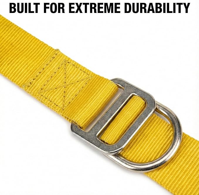Full Body Climbing Harness Safety Belt for Fall Protection - Single Rope Lanyard with Solid Steel Snap Hook - Adjustable Industrial Safety Equipment for Lineman, Painting