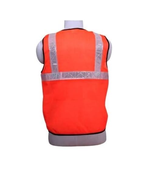 Reflective High Visibility Safety Jacket for Men | Construction Work | Orange Industrial Jacket | Labour Safety (Pack of 10)