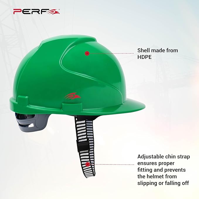 Safety Helmet for Construction & Outdoor Work|Easy 3D Fitting System for Any Head Size|Lightweight|4-Point Support, Easy Impact Absorption Sweatband|Maxxtra|Green