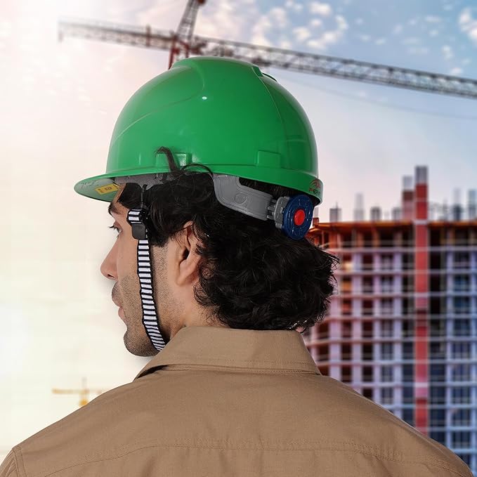 Safety Helmet for Construction & Outdoor Work|Easy 3D Fitting System for Any Head Size|Lightweight|4-Point Support, Easy Impact Absorption Sweatband|Maxxtra|Green