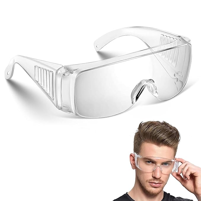 Safety Goggles for Men & Women | Bike Riding & Dust Safety Transparent Glasses | Lightweight, Anti-Fog, UV Protective, Scratch-Resistant Polycarbonate Lens for Lab & Industrial Use