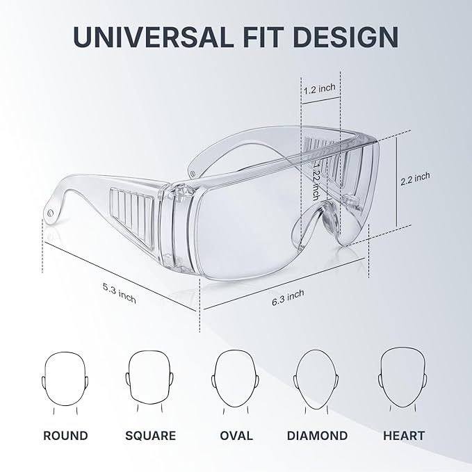 Safety Goggles for Men & Women | Bike Riding & Dust Safety Transparent Glasses | Lightweight, Anti-Fog, UV Protective, Scratch-Resistant Polycarbonate Lens for Lab & Industrial Use
