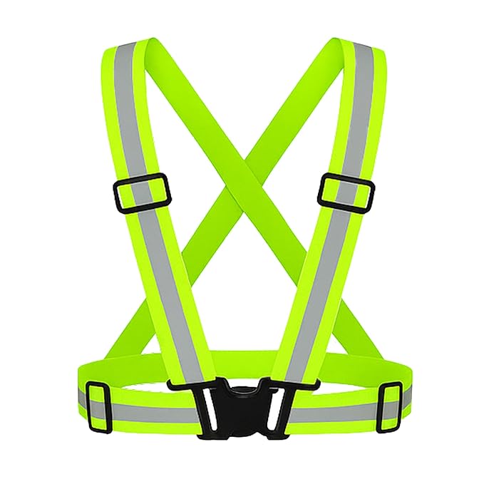 High-Visibility Reflective Safety Belt | Adjustable Cross Belt Straps | Night Cycling Reflector | Safety Gear for Construction, Warehouse & Outdoor Work