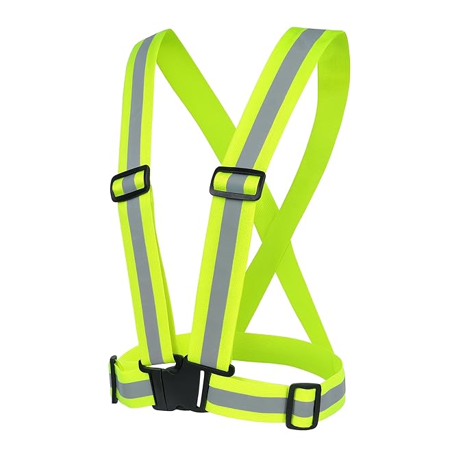 High-Visibility Reflective Safety Belt | Adjustable Cross Belt Straps | Night Cycling Reflector | Safety Gear for Construction, Warehouse & Outdoor Work