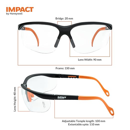 Glass Anti-Fog, Adjustable Temples, Stylish Eyewear With Lens Cleaning Wipe, Pack Of 1, Clear