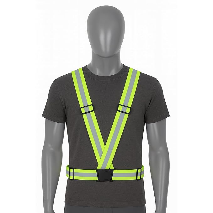 High-Visibility Reflective Safety Belt | Adjustable Cross Belt Straps | Night Cycling Reflector | Safety Gear for Construction, Warehouse & Outdoor Work