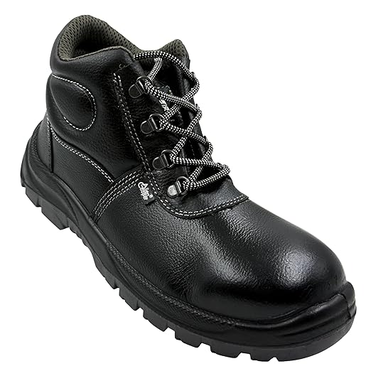 Hi-Ankle Safety Shoe, Black (Free Socks)