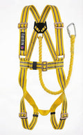 Full Body Climbing Harness & Safety Belt (Single Rope Lanyard Steel Snap Hook) Industrial Fall Protection for Construction, Electrician, Lineman, Painting. Adjustable (Free Size) Safety Gear