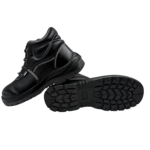 Hi-Ankle Safety Shoe, Black (Free Socks)