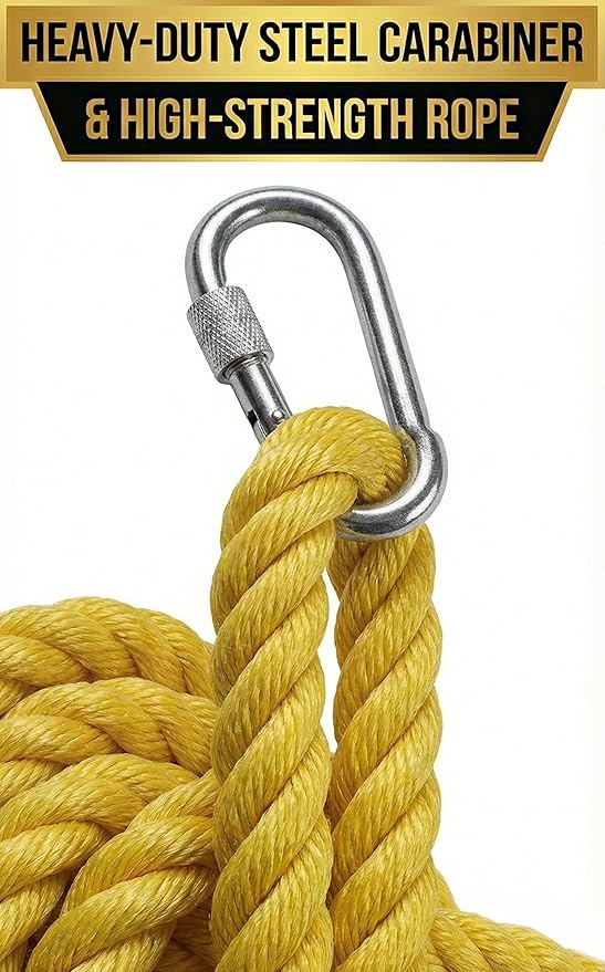 Full Body Climbing Harness & Safety Belt (Single Rope Lanyard Steel Snap Hook) Industrial Fall Protection for Construction, Electrician, Lineman, Painting. Adjustable (Free Size) Safety Gear