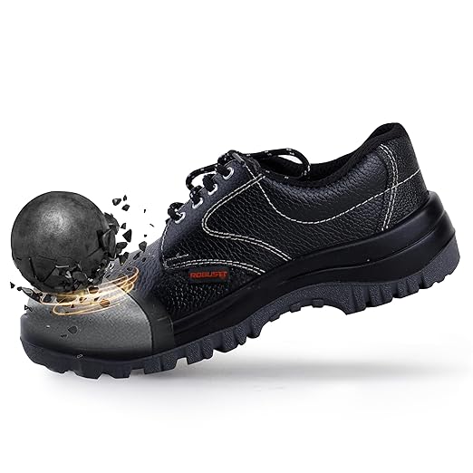 Double Density Low Ankle Steel Toe Safety Shoes for Industrial Work | Waterproof Leather Material | Puncture Proof | Anti- Skid