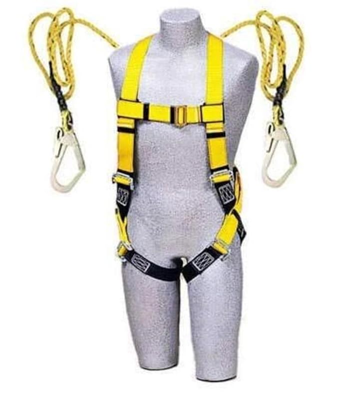 Full Body Safety Harness, Industrial Fall Protection Equipment with Double Rope and Hooks, Heavy-Duty Construction Safety Belt, Height Work PPE Kit