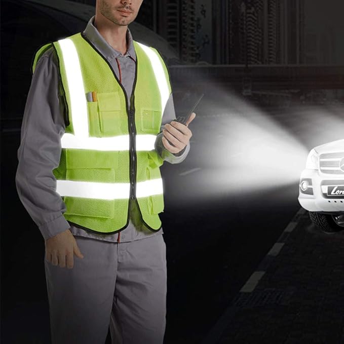 Premium Safety Jacket for Men and Women | Reflective High Visibility | Ideal Unisex Safety Jacket for Civil Engineer | Used in Airport, Construction, Traffic