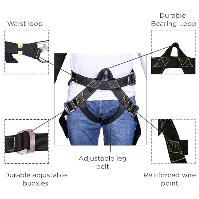 Premium Safety Belt for Construction Height Men's Safety Harness Belt - Industrial Safety Belts for Construction Height - Fall Protection, Climbing, and Industrial Use