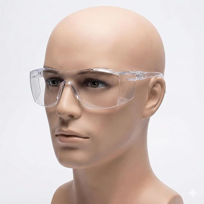 Safety Goggles Eye Protection, Anti Fog, Scratch Resistant, UV Protected, Anti Pollution Eyewear Riding Motorcycle, Cycling, Construction, Post Eye Surgery Polycarbonate Hard Coat Glasses