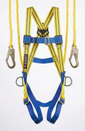 Climbing Harness Full Body Safety Belt (Double Scaffolding Hook) Industrial Fall Arrest, Double Rope Lanyard for Construction, Tower, Height Work. Adjustable Free Size Electrician Gear
