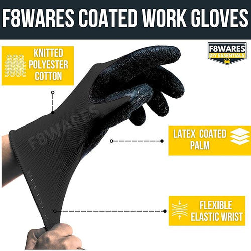 5 Pair Latex Coated Safety Gloves for Men Industrial Gloves - Cut Resistant Working Gloves for Men & Women for Home,Mechanical,Construction,Gardening Work Use - Multipurpose Cotton hand gloves