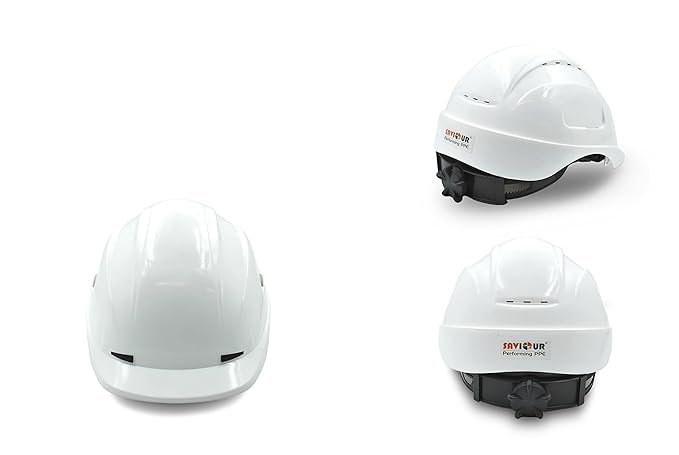 Industrial Safety Freedom Helmet with Ratchet Adjustment – HDPE Safety Helmet for Construction, Factory, Engineering, PPE Hard Hat for Head Protection – Lightweight & Adjustable (White)