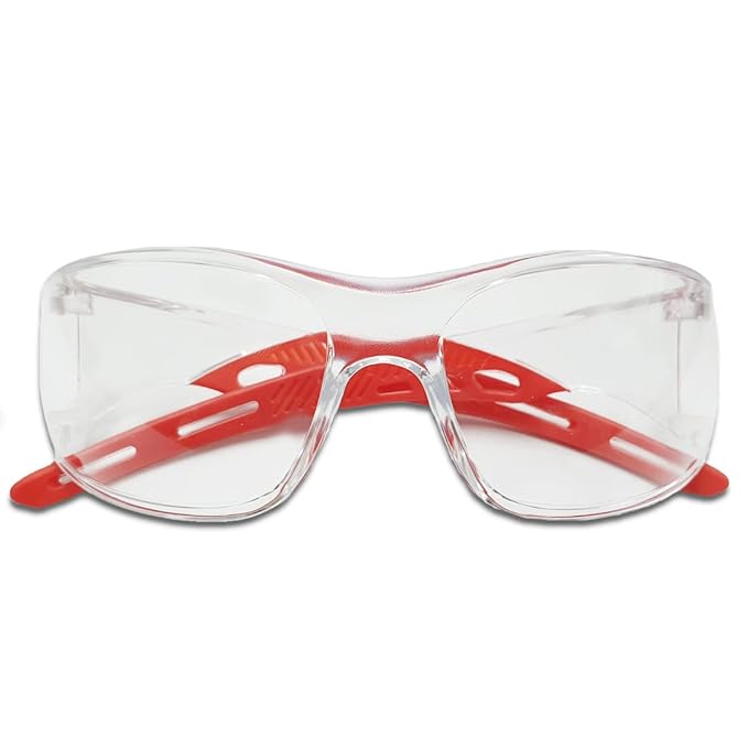 Safety Goggles - ISI Certified, Polycarbonate Hard Coated Anti-Scratch Lens, UV Protection, Industrial, Cycling, Bike & Car Driving - Clear Lens - Pack of 1