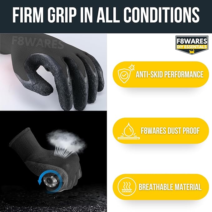 5 Pair Latex Coated Safety Gloves for Men Industrial Gloves - Cut Resistant Working Gloves for Men & Women for Home,Mechanical,Construction,Gardening Work Use - Multipurpose Cotton hand gloves