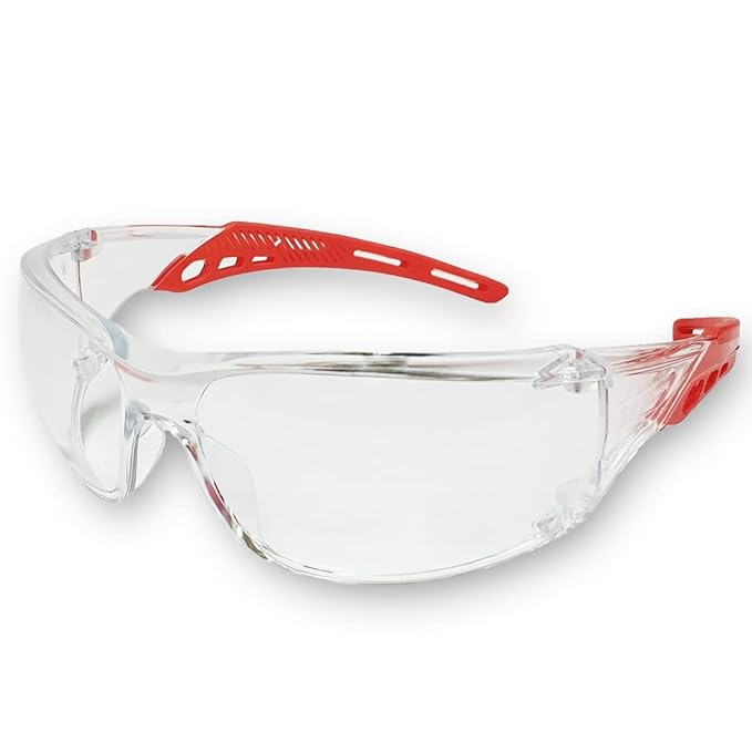 Safety Goggles - ISI Certified, Polycarbonate Hard Coated Anti-Scratch Lens, UV Protection, Industrial, Cycling, Bike & Car Driving - Clear Lens - Pack of 1