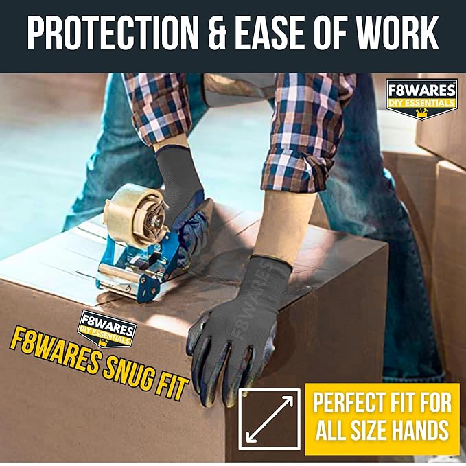 5 Pair Latex Coated Safety Gloves for Men Industrial Gloves - Cut Resistant Working Gloves for Men & Women for Home,Mechanical,Construction,Gardening Work Use - Multipurpose Cotton hand gloves