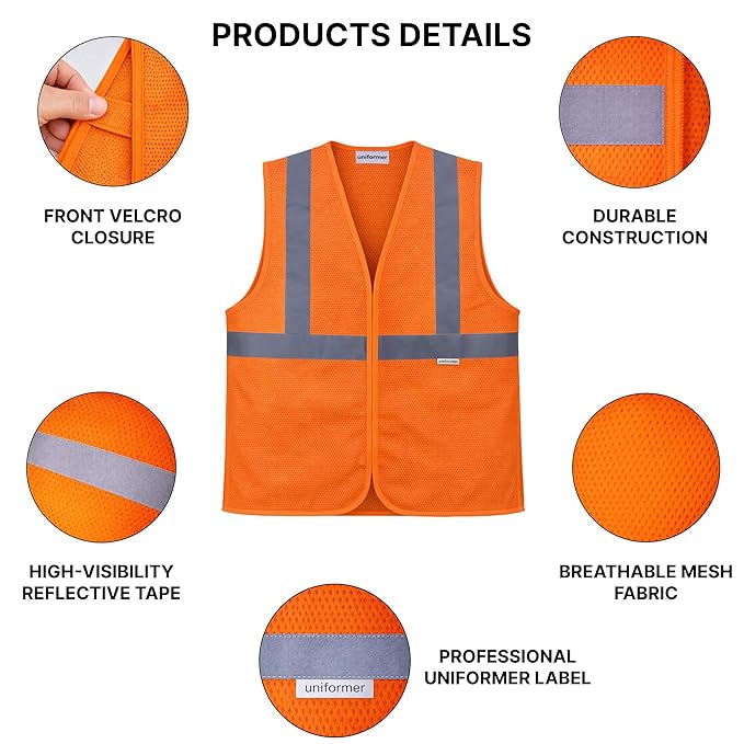 Safety Jacket for Men and Women | Reflective High Visibility | Ideal Unisex Safety Jacket for Construction & Road Safety | Used in Airport, Construction, Traffic