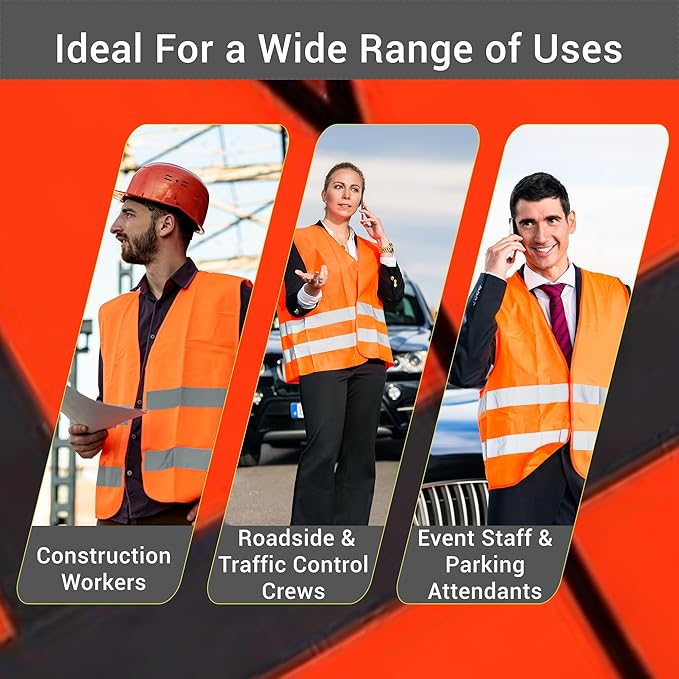 Safety Jacket for Men and Women | Reflective High Visibility | Ideal Unisex Safety Jacket for Construction & Road Safety | Used in Airport, Construction, Traffic