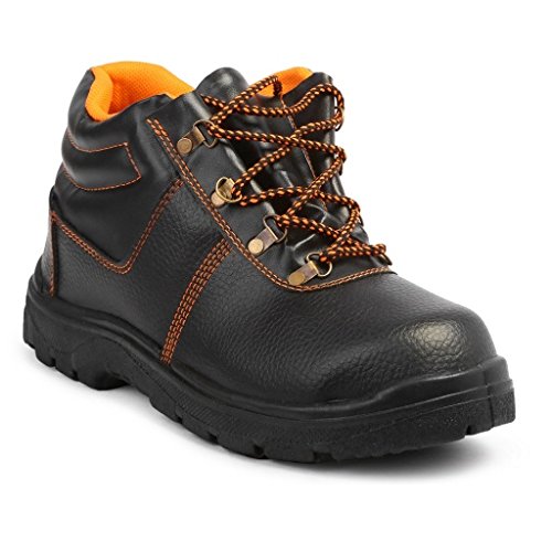 PU Leather Labour Safety Shoes, Black