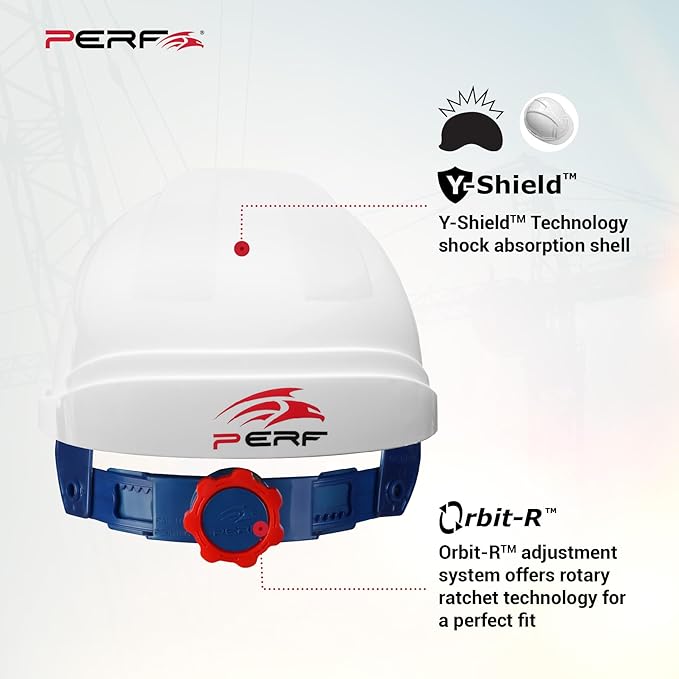 Safety Helmet for Construction & Outdoor Work|Easy 3D Fitting System for Any Head Size|Lightweight|8-Point Support Easy Impact Absorption Sweatband|Orbit-R|White